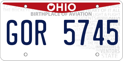OH license plate GOR5745