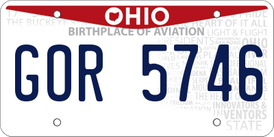 OH license plate GOR5746