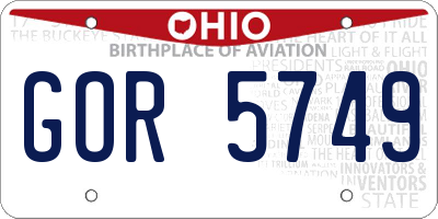OH license plate GOR5749