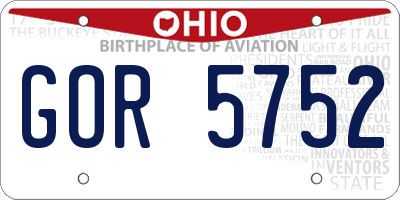 OH license plate GOR5752