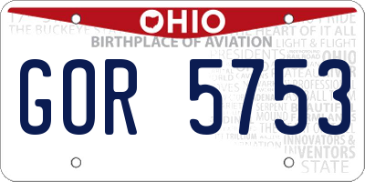 OH license plate GOR5753