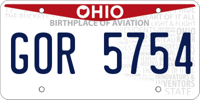 OH license plate GOR5754