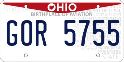 OH license plate GOR5755