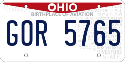 OH license plate GOR5765