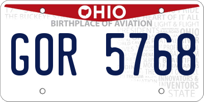 OH license plate GOR5768
