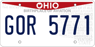 OH license plate GOR5771