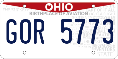 OH license plate GOR5773