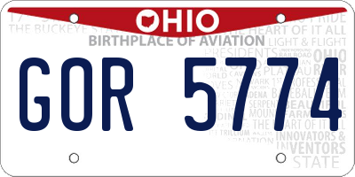 OH license plate GOR5774