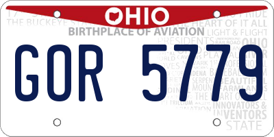 OH license plate GOR5779