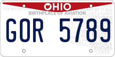 OH license plate GOR5789