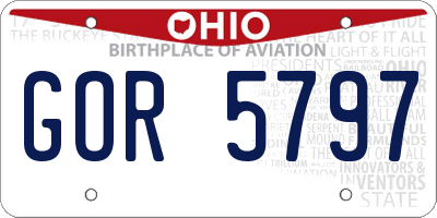 OH license plate GOR5797