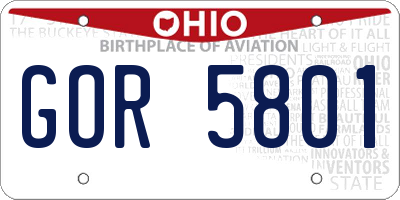 OH license plate GOR5801