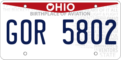 OH license plate GOR5802
