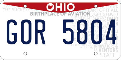 OH license plate GOR5804
