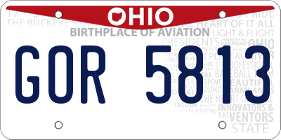 OH license plate GOR5813