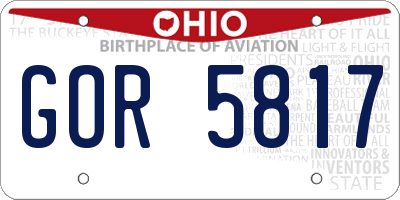 OH license plate GOR5817