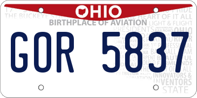 OH license plate GOR5837