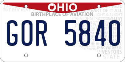 OH license plate GOR5840