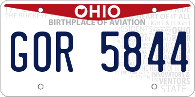 OH license plate GOR5844