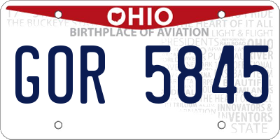 OH license plate GOR5845