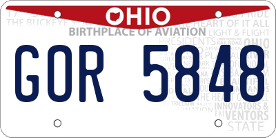 OH license plate GOR5848