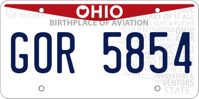 OH license plate GOR5854