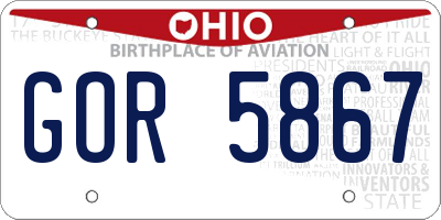 OH license plate GOR5867