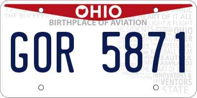 OH license plate GOR5871