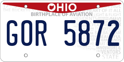 OH license plate GOR5872
