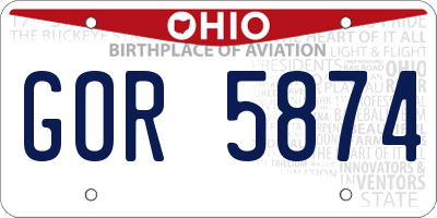 OH license plate GOR5874