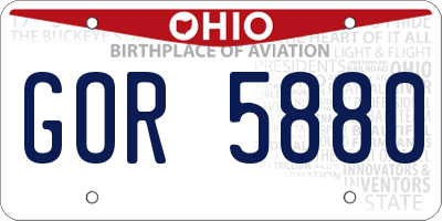 OH license plate GOR5880