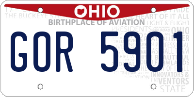 OH license plate GOR5901