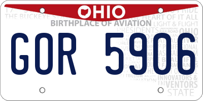 OH license plate GOR5906