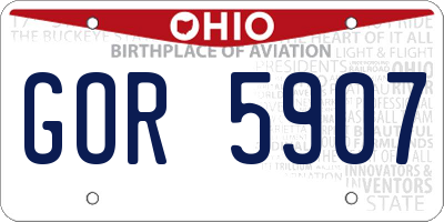 OH license plate GOR5907