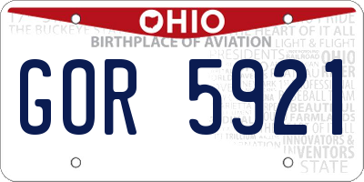 OH license plate GOR5921