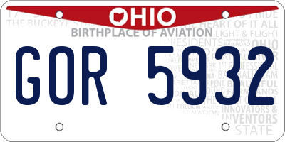 OH license plate GOR5932