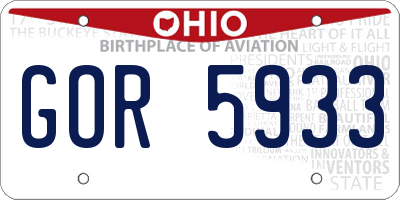 OH license plate GOR5933