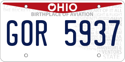 OH license plate GOR5937
