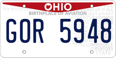 OH license plate GOR5948