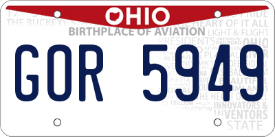 OH license plate GOR5949