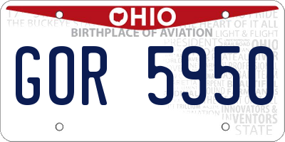 OH license plate GOR5950