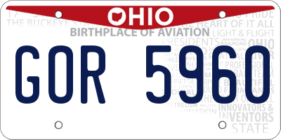 OH license plate GOR5960