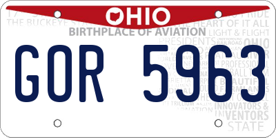 OH license plate GOR5963