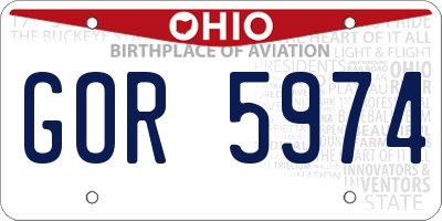 OH license plate GOR5974
