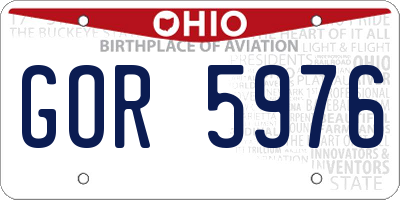 OH license plate GOR5976