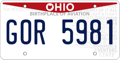 OH license plate GOR5981
