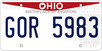 OH license plate GOR5983