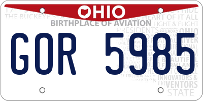 OH license plate GOR5985