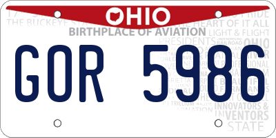 OH license plate GOR5986