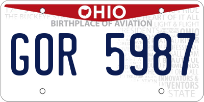 OH license plate GOR5987